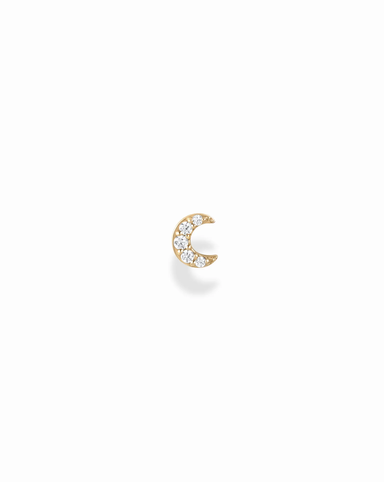 14k Pave Moon Stud