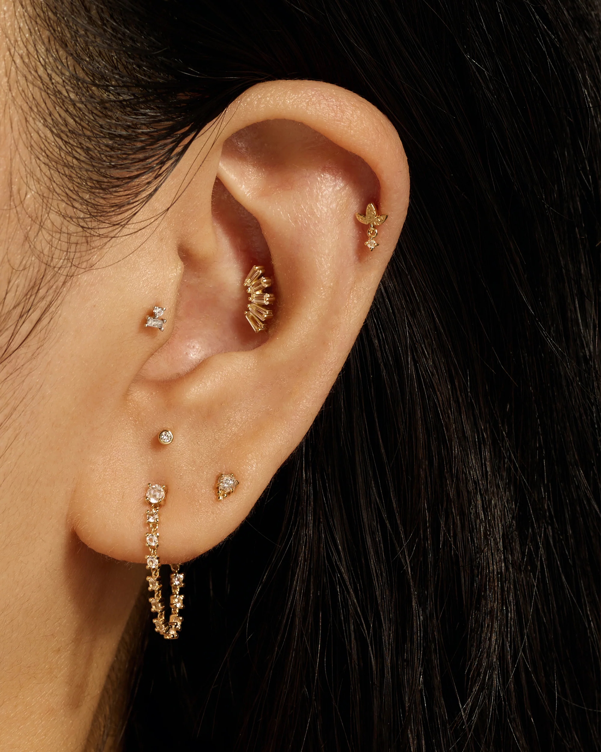 14k Mini Lotus Diamond Drop Stud - Image 2