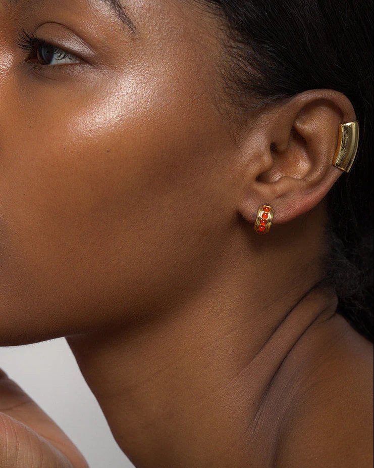 Evy Raised Gemstone Hoops - Image 2